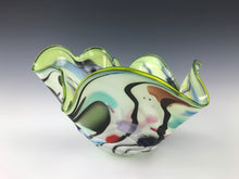 Load image into Gallery viewer, Psycho Zebra Fluted Bowl - Slime Green Interior