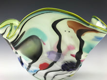 Load image into Gallery viewer, Psycho Zebra Fluted Bowl - Slime Green Interior