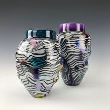 Load image into Gallery viewer, Psycho Zebra Vase Pair - Purple/Teal
