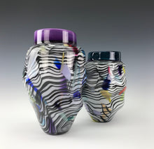 Load image into Gallery viewer, Psycho Zebra Vase Pair - Purple/Teal
