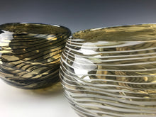 Load image into Gallery viewer, Oasis Bowl Pair - Iris Yellow/Black Lines and Iris Clear/White Lines