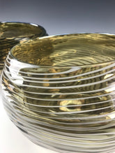 Load image into Gallery viewer, Oasis Bowl Pair - Iris Yellow/Black Lines and Iris Clear/White Lines