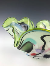 Load image into Gallery viewer, Psycho Zebra Fluted Bowl - Slime Green Interior
