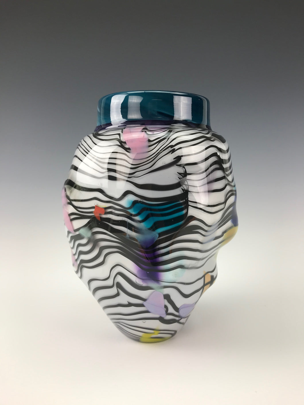 Psycho Zebra Vase - Teal