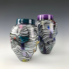 Load image into Gallery viewer, Psycho Zebra Vase Pair - Purple/Teal
