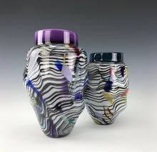 Load image into Gallery viewer, Psycho Zebra Vase Pair - Purple/Teal
