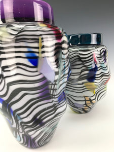 Psycho Zebra Vase Pair - Purple/Teal