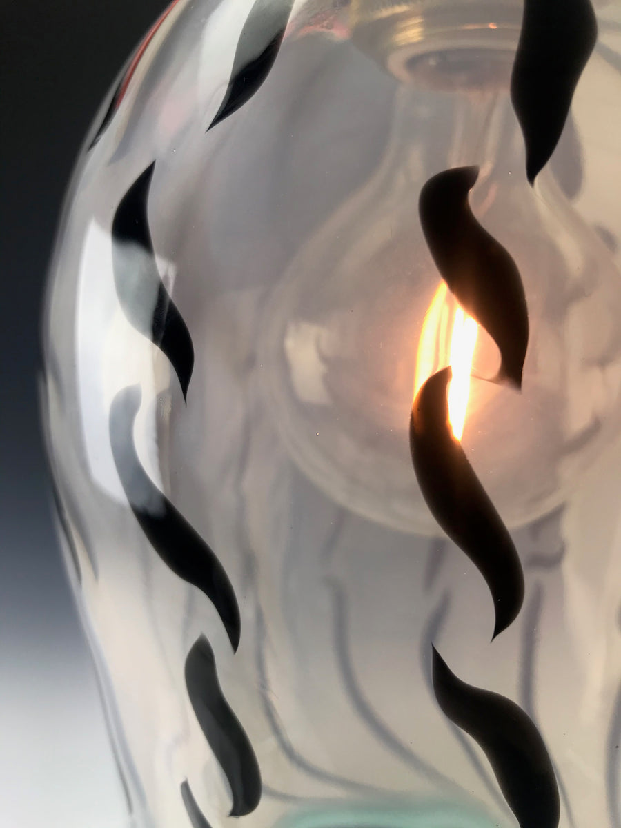Apostrophe Light Shade - Transparent White/Iris Green Lip – Nyminal Glass